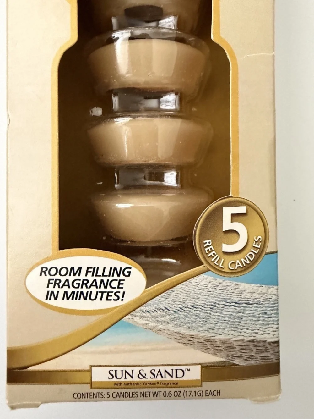 New Yankee Candle Quick Scent Sun & Sand 5 Refill Candles NIB Air Freshener